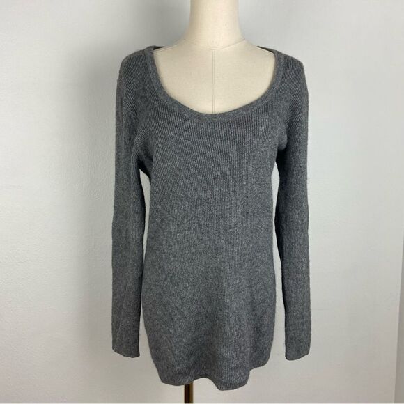Soft Surroundings Gray Ribbed Sweater Minimalist Academia Casual Capsule Large - Picture 1 of 10